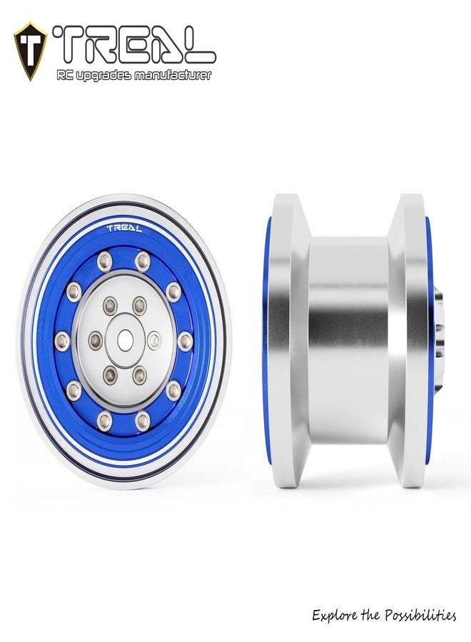 TREAL TRX4MT Beadlock Wheels High Trail 3.1 Wheel Rims(4P) Aluminum Upgrades for 1/18 TRX-4MT F-150 K10(Silver-Blue) - Image 3